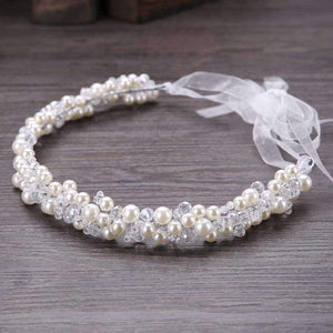 Planet Gates Metting Joura Wedding Bridal White Beads Pearl Knitted Headbands Flower Hairband  For Women Girls Party Hair Accessories