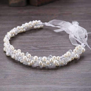 Planet Gates Metting Joura Wedding Bridal White Beads Pearl Knitted Headbands Flower Hairband  For Women Girls Party Hair Accessories