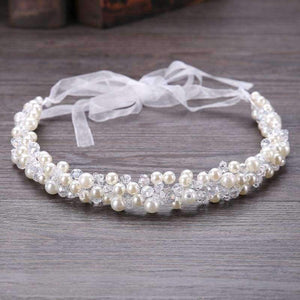 Planet Gates Metting Joura Wedding Bridal White Beads Pearl Knitted Headbands Flower Hairband  For Women Girls Party Hair Accessories