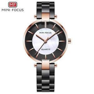 Planet Gates MF0224L-Black Women's Rose Gold Wrist Watches Simple Stainless Steel Bracelet Waterproof Dress Quartz Watch for Lady Woman 0224Rose