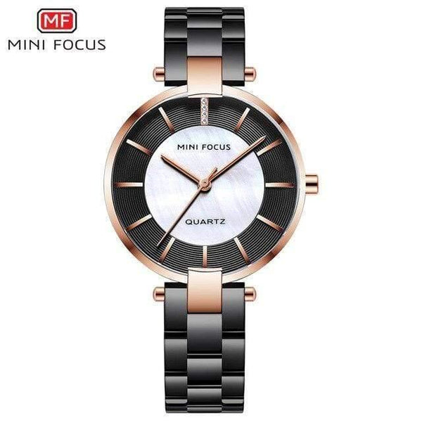 Planet Gates MF0224L-Black Women's Rose Gold Wrist Watches Simple Stainless Steel Bracelet Waterproof Dress Quartz Watch for Lady Woman 0224Rose