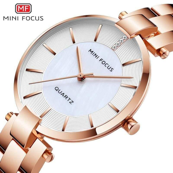 Planet Gates MF0224L-Rose Women's Rose Gold Wrist Watches Simple Stainless Steel Bracelet Waterproof Dress Quartz Watch for Lady Woman 0224Rose