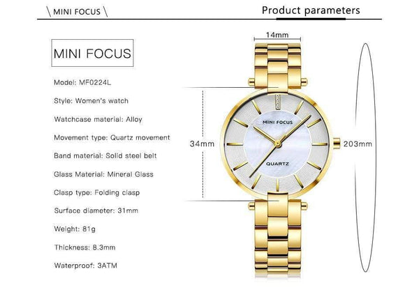 Women's Rose Gold Wrist Watches Simple Stainless Steel Bracelet Waterproof Dress Quartz Watch for Lady Woman 0224Rose - Planet Gates