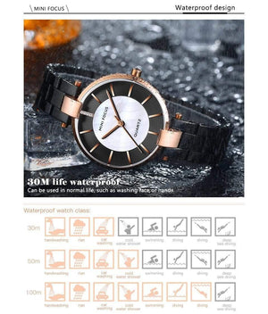Planet Gates MF0224L-Rose Women's Rose Gold Wrist Watches Simple Stainless Steel Bracelet Waterproof Dress Quartz Watch for Lady Woman 0224Rose