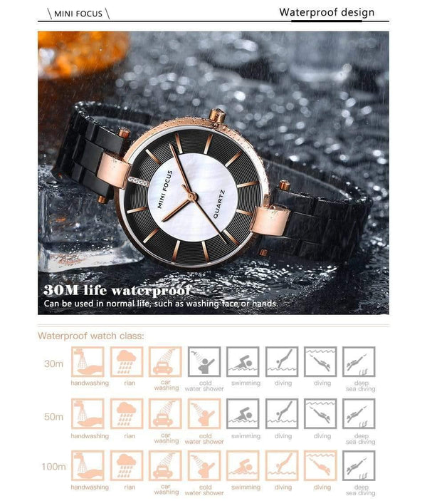 Planet Gates MF0224L-Rose Women's Rose Gold Wrist Watches Simple Stainless Steel Bracelet Waterproof Dress Quartz Watch for Lady Woman 0224Rose