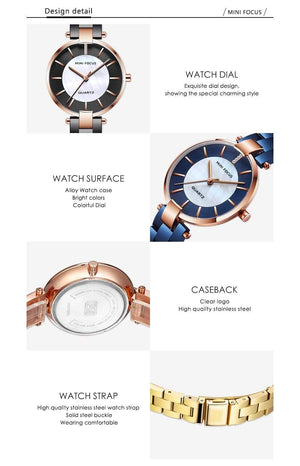 Planet Gates MF0224L-Rose Women's Rose Gold Wrist Watches Simple Stainless Steel Bracelet Waterproof Dress Quartz Watch for Lady Woman 0224Rose