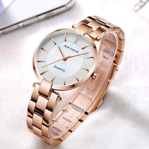 Planet Gates MF0224L-Rose Women's Rose Gold Wrist Watches Simple Stainless Steel Bracelet Waterproof Dress Quartz Watch for Lady Woman 0224Rose