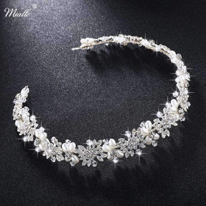 Planet Gates Miallo Luxury Clear Crystal Bridal Hair Vine Pearls Wedding Hair Jewelry Accessories Headpiece Women Crowns Pageant HS-J4506