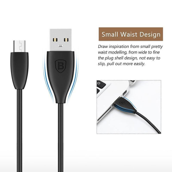 Planet Gates Micro 1m Black Baseus Micro USB Type C Cable for Samsung Xiaomi Redmi Phone Data Cable Fast Charging Charger Cable 2A USB Charger Cable