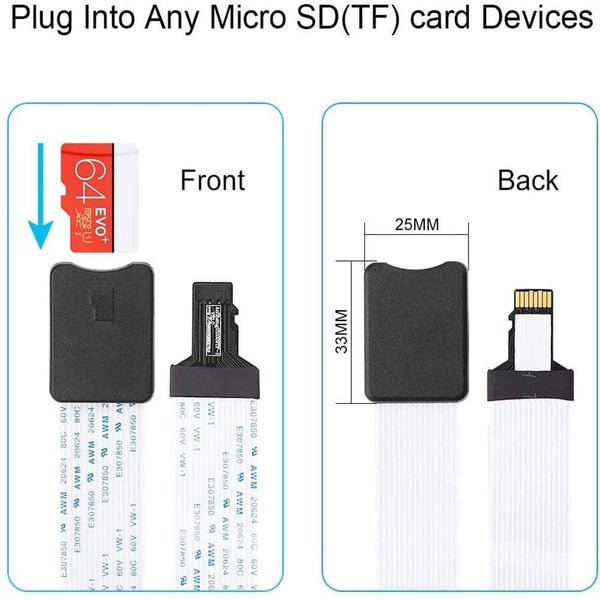Planet Gates Micro SD Female to Micro SD Male Extension Cable TF to TF Card Reader Flexible Extender Adapter for Car GPS 3D Printer TV