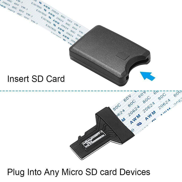 Planet Gates Micro SD to SD Card Extension Cable TF to Micro SD Card Reader Flexible Extender Adapter for Car GPS 3D Printer TV DVD