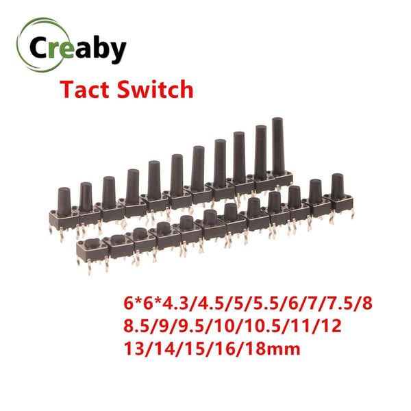 Planet Gates Micro Switch 6x6mm Panel PCB Momentary Tactile Tact Mini Push Button Switch DIP 4pin 6x6x4.3/4.5/5/6/18 MM 6*6*4.3mm 4.5mm