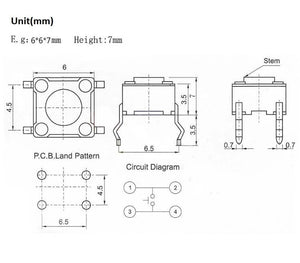 Micro Switch 6x6mm Panel PCB Momentary Tactile Tact Mini Push Button Switch DIP 4pin 6x6x4.3/4.5/5/6/18 MM 6*6*4.3mm 4.5mm