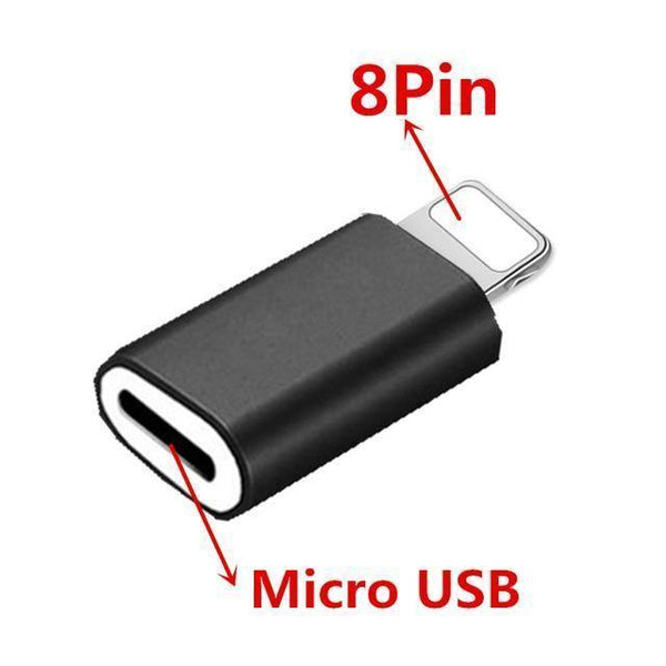 Planet Gates Micro To 8Pin Black IOS 8Pin to Micro USB Android Phone Cable Adapter Charger Converter for Iphone Apple X 6 6S 7 8 Plus Mobile Phones Cable