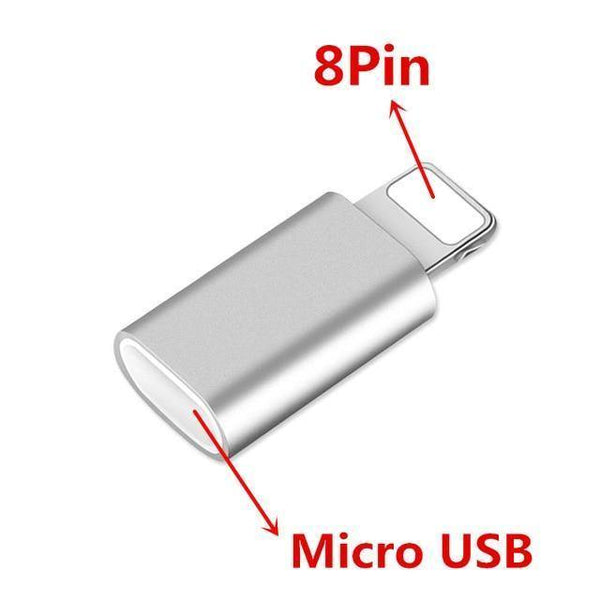 Planet Gates Micro To 8Pin Silver IOS 8Pin to Micro USB Android Phone Cable Adapter Charger Converter for Iphone Apple X 6 6S 7 8 Plus Mobile Phones Cable