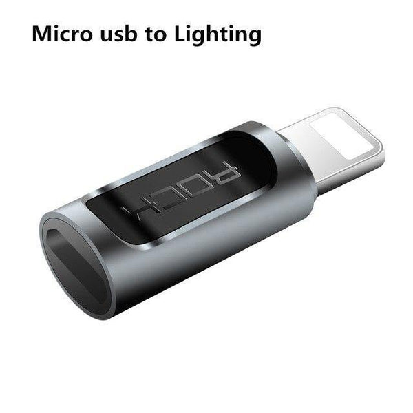 Planet Gates Micro to Lighting ROCK Phone Adapter Type-c Micro to Charging for iPhone 6 7 8 X Charger Adapter 2.4A Fast Charging Cable Adapter for iPad iPod