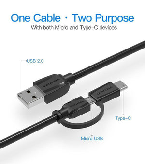 Planet Gates micro usb / 0.5m Vention Micro USB 2 in 1 Type C Cable USB C Super Speed Charger USB Cable for Macbook Nokia Nexus 5X 6P Meizu Pro5 Xiaomi Phone