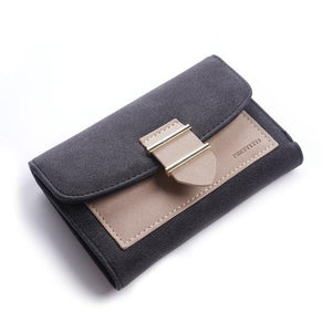Planet Gates middle-black Women Wallet Female Middle Scrub PursesLeather Portefeuille Femme Carteira Feminina Patchwork  Card Holder Short Cartera Mujer