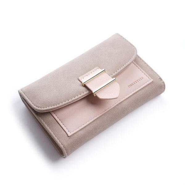 Planet Gates middle-brown Women Wallet Female Middle Scrub PursesLeather Portefeuille Femme Carteira Feminina Patchwork  Card Holder Short Cartera Mujer