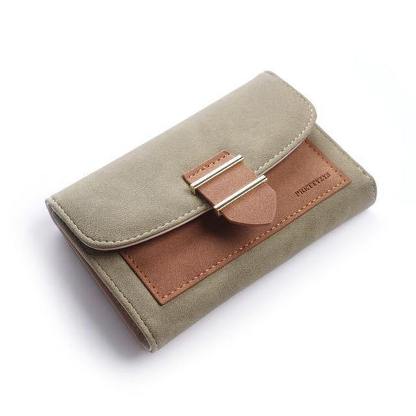 Planet Gates middle-green Women Wallet Female Middle Scrub PursesLeather Portefeuille Femme Carteira Feminina Patchwork  Card Holder Short Cartera Mujer