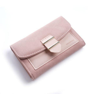 Planet Gates middle-pink Women Wallet Female Middle Scrub PursesLeather Portefeuille Femme Carteira Feminina Patchwork  Card Holder Short Cartera Mujer