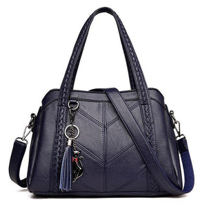 Planet Gates Midnight blue Women Handbag Genuine Leather Tote Bags Tassel Luxury Women Shoulder Bags Ladies Leather Handbags Women Fashion Bags 2018