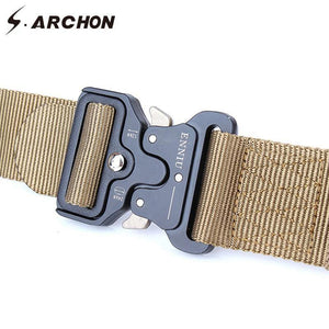 Planet Gates Military Equipment Tactical Belt Men Nylon Knock Off Metal Buckle Army Belt Strap Heavy Duty Soldier Combat Waist Belts