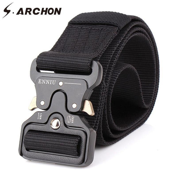 Planet Gates Military Equipment Tactical Belt Men Nylon Knock Off Metal Buckle Army Belt Strap Heavy Duty Soldier Combat Waist Belts