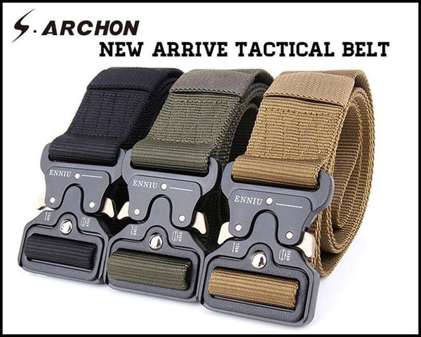 Planet Gates Military Equipment Tactical Belt Men Nylon Knock Off Metal Buckle Army Belt Strap Heavy Duty Soldier Combat Waist Belts