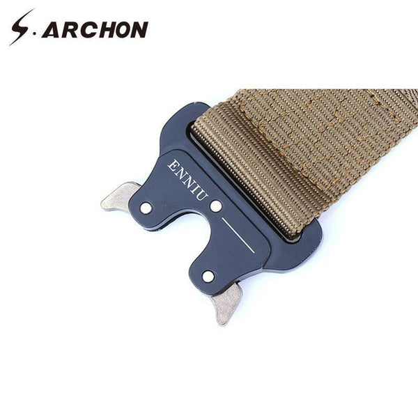 Planet Gates Military Equipment Tactical Belt Men Nylon Knock Off Metal Buckle Army Belt Strap Heavy Duty Soldier Combat Waist Belts