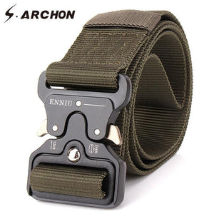 Planet Gates Military Equipment Tactical Belt Men Nylon Knock Off Metal Buckle Army Belt Strap Heavy Duty Soldier Combat Waist Belts