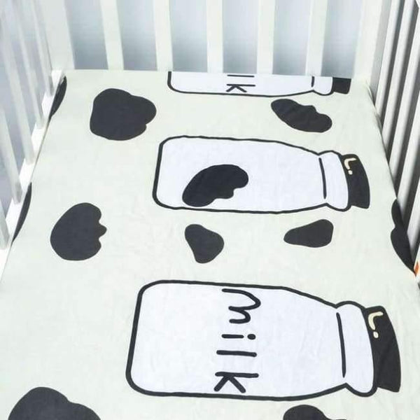 Planet Gates milk bottles Baby Crib Fitted Sheet 100% Cotton Infant Bed Mattress Cover Baby Bedding Set Cartoon Toddler Girls Boys Bedding Size 130*70cm