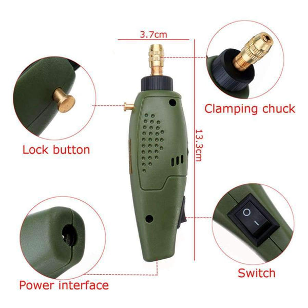 Planet Gates Mini 10W 12V Wood Carving Tools Set Electric Wood Chisel Engraving Pen Hand Drill Grinding Carving Tool DIY Hand Tools Set