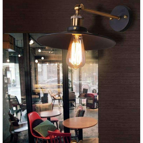Planet Gates Mini Adjustable Vintage Edison Simplicity Wall Lamp Loft Style with Black Metal Shade For Cafe and Club Industrial Wall Sconce