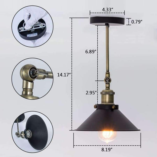 Planet Gates Mini Adjustable Vintage Edison Simplicity Wall Lamp Loft Style with Black Metal Shade For Cafe and Club Industrial Wall Sconce
