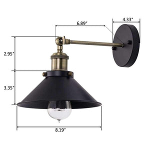 Planet Gates Mini Adjustable Vintage Edison Simplicity Wall Lamp Loft Style with Black Metal Shade For Cafe and Club Industrial Wall Sconce