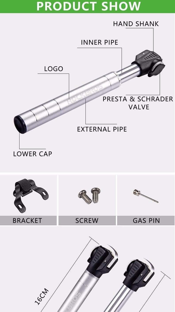 Planet Gates Mini Bicycle Pumps Portable MTB  Bike Aluminum Alloy Cycling Bike Pump Fit Presta & Schrader Valve Bicycle Accessories