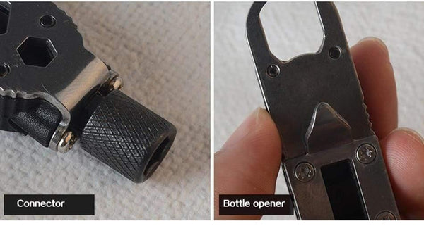 Planet Gates Mini Multifunctional Keychain EDC Outdoor Camping Portable Stainless Steel Pocket Tools for Wilderness Survival