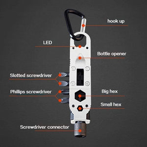 Planet Gates Mini Multifunctional Keychain EDC Outdoor Camping Portable Stainless Steel Pocket Tools for Wilderness Survival