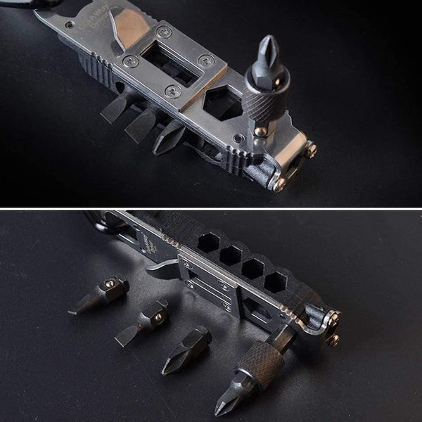 Planet Gates Mini Multifunctional Keychain EDC Outdoor Camping Portable Stainless Steel Pocket Tools for Wilderness Survival