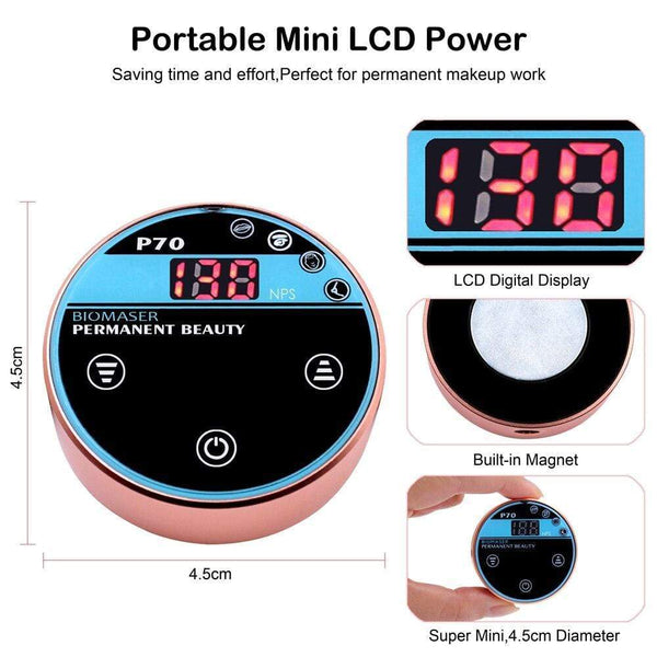Planet Gates Mini Permanent Tattoo Makeup Machine Kit with Needles Cartridges Digital Machine forKit Eyebrow Lip Eyeliner