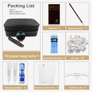 Planet Gates Mini Permanent Tattoo Makeup Machine Kit with Needles Cartridges Digital Machine forKit Eyebrow Lip Eyeliner