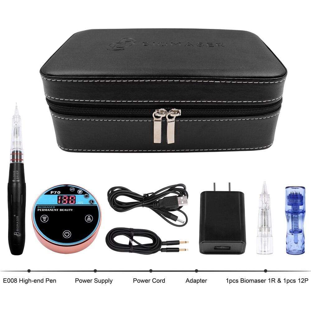 Planet Gates Mini Permanent Tattoo Makeup Machine Kit with Needles Cartridges Digital Machine forKit Eyebrow Lip Eyeliner