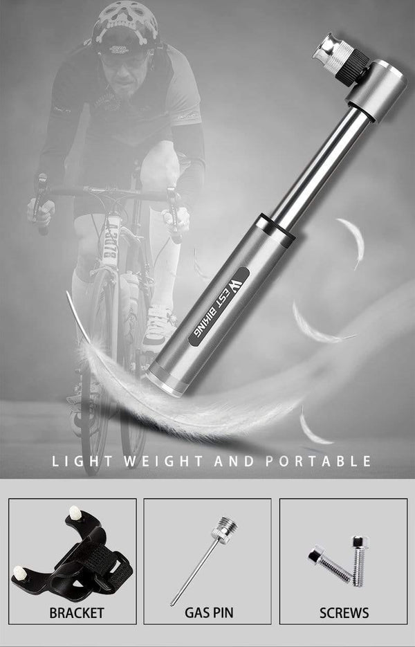 Planet Gates Mini Portable Aluminium Alloy Bicycle Air Pump Bike Tire Inflator Super Light Accessories MTB Road Bike Cycling Pump