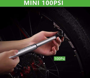 Planet Gates Mini Portable Bicycle Pump 100 Psi Aluminum Alloy Cycling Bike Pump Fit Presta & Schrader Valve MTB Mountain Bike Pump