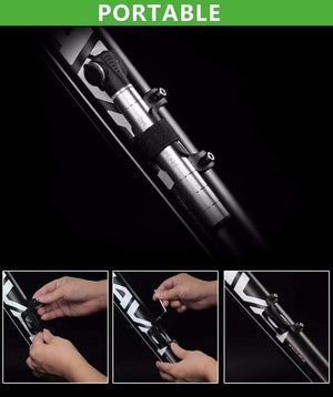Planet Gates Mini Portable Bicycle Pump 100 Psi Aluminum Alloy Cycling Bike Pump Fit Presta & Schrader Valve MTB Mountain Bike Pump