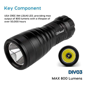 Planet Gates Mini Portable Underwater LED Scuba Diving Flashlight Torch Cree XM-L L2 LED Diver Rescue Suits Diving Flashlight