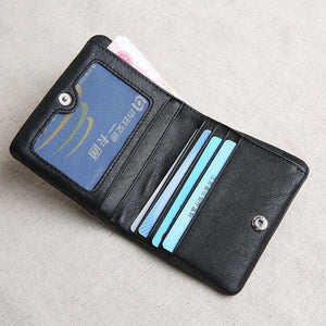 Planet Gates Mini purse women's leather short men's wallet leather Korean version of the young ultra thin vertical wallet soft leather