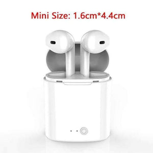 Planet Gates Mini White Wireless Earphone Bluetooth Earphones Pair In-Ear Earbuds Headphones Stereo Headset with Mic for All Smart Phone