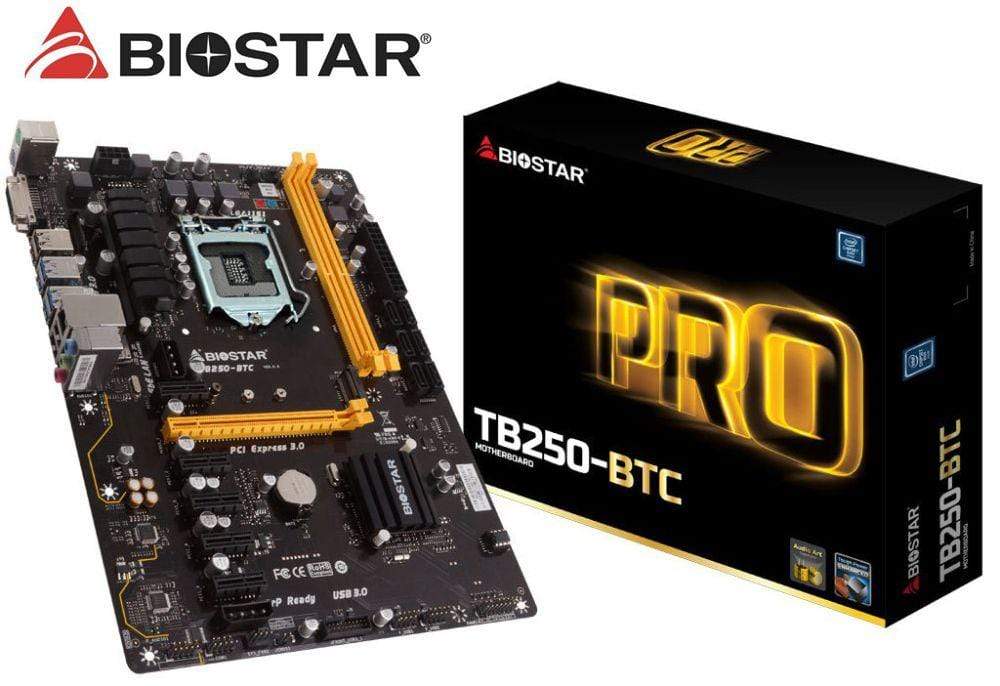 Planet Gates Mining Motherboard for BIOSTAR TB250-BTC 6PCIE GPU cards B250 LGA 1151 DDR4 TB250 ATX BTC 6 cards mainboard
